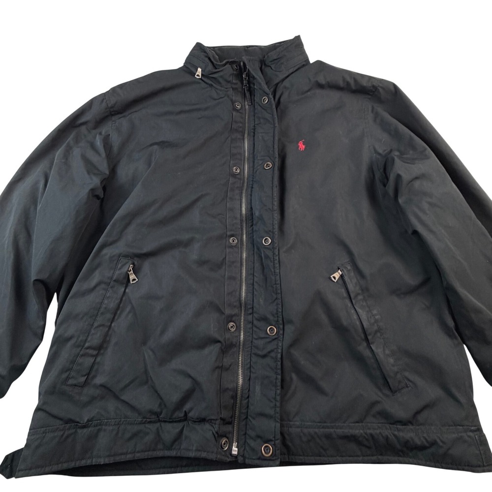 Polo Ralph Lauren Mens XXL Black Fleece Lined Harrington Jacket Red Pony Logo